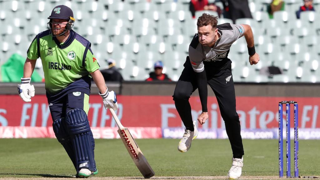 Tim Southee of New Zealand and Paul Stirling of Ireland