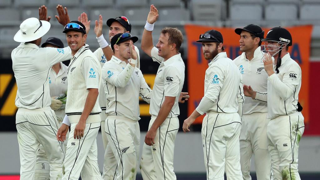 New Zealand celebrate the wicket of Ben Stokes