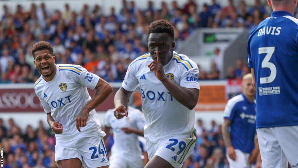 Leeds United forward Willy Gnonto celebrates