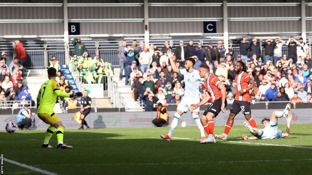 Luton forward Carlton Morris scored his ninth goal of the season against Bournemouth