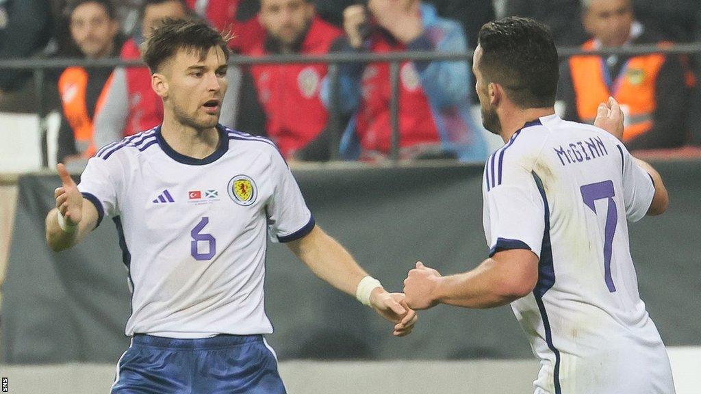 Scotland's Kieran Tierney and John McGinn celebrate