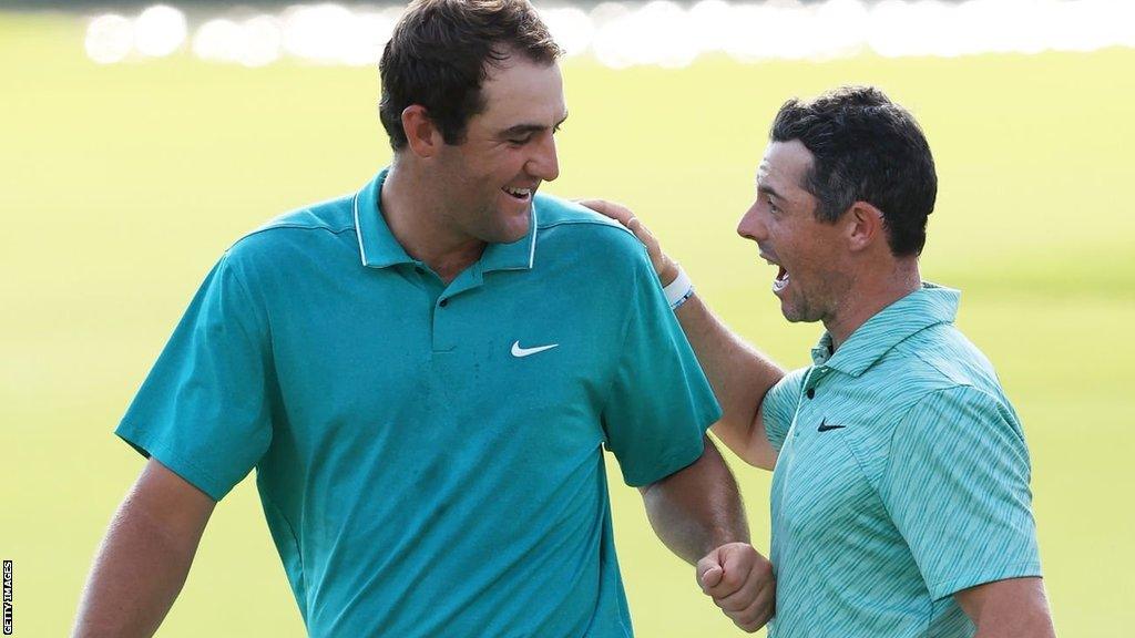 Scottie Scheffler and Rory McIlroy at the Tour Championship in 2022