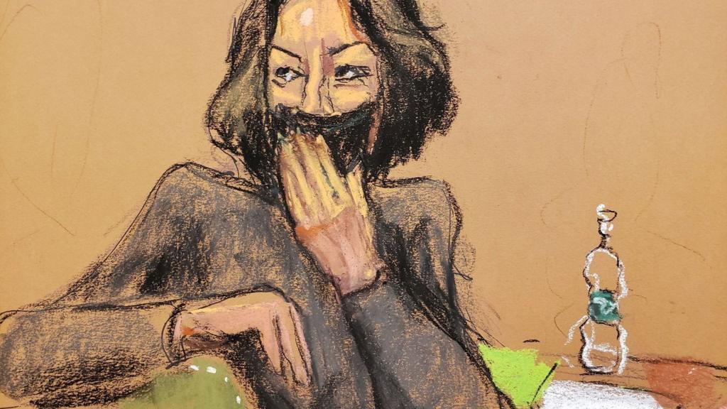 A sketch of Maxwell in court