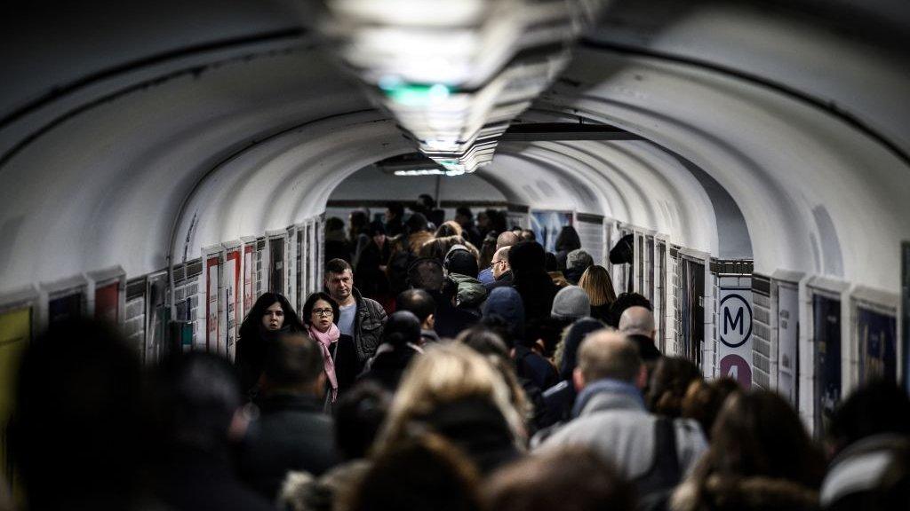 Rail commuters in a tunnel