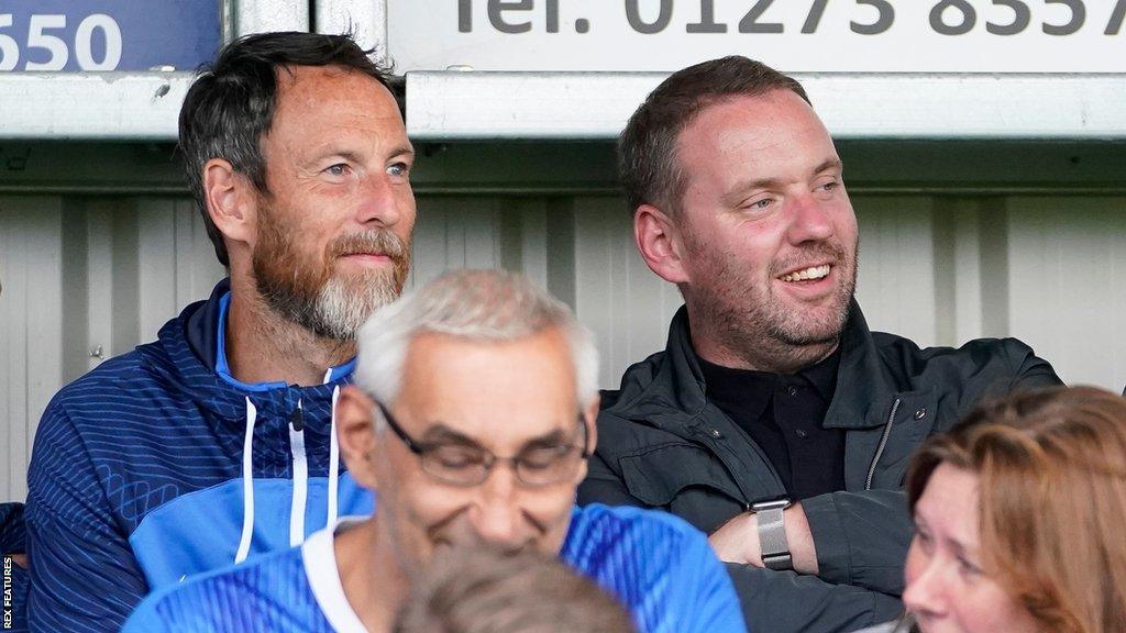 Richard Hughes (right) during a Pompey pre-season friendly against Bognor Regis Town