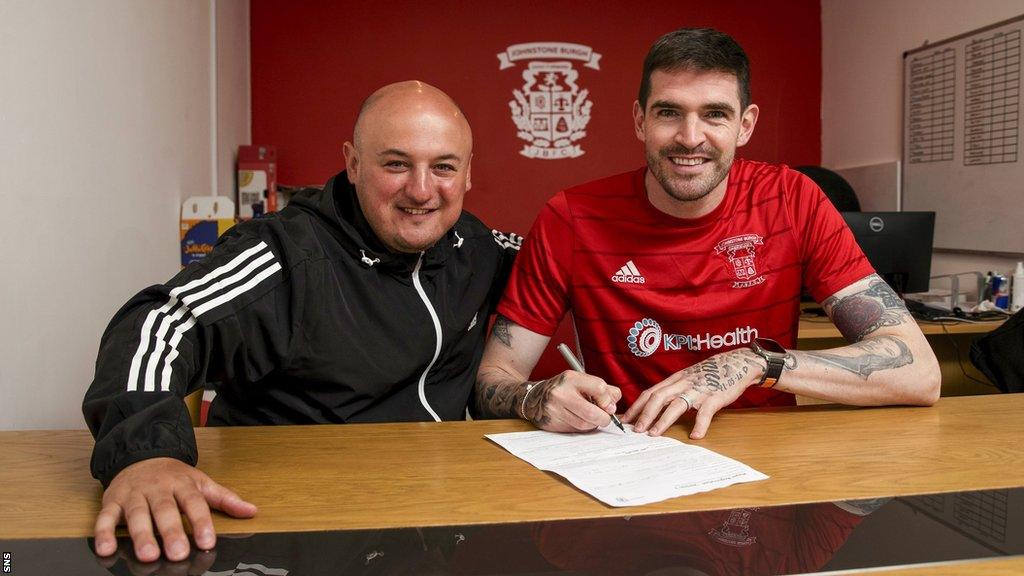 Kyle Lafferty (right) signs for Johnstone Burgh