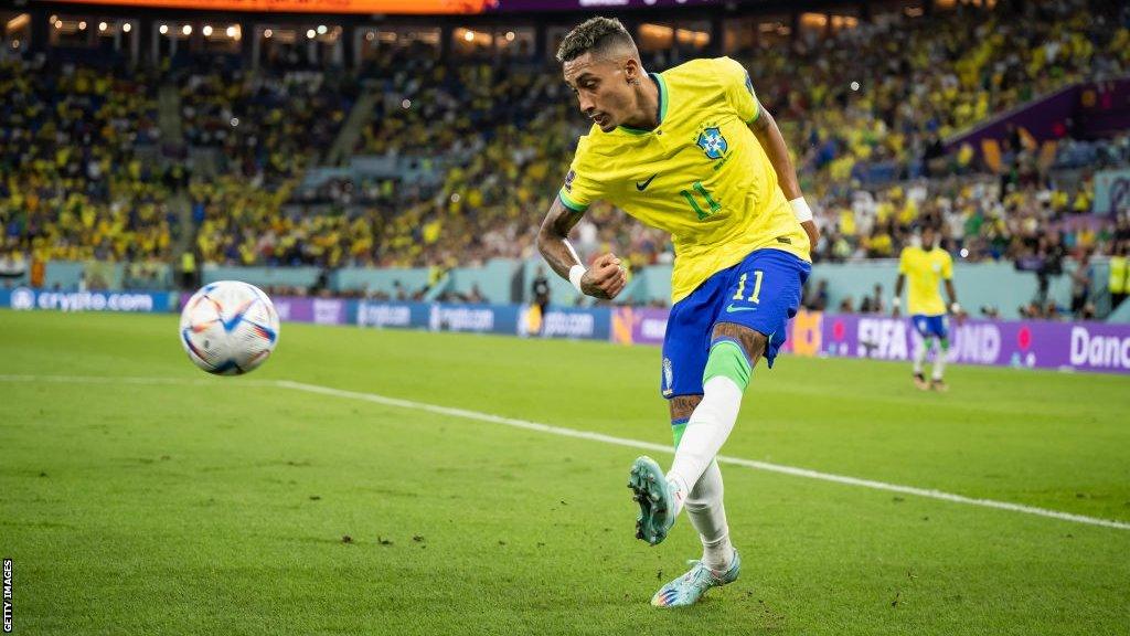 Raphinha in action for Brazil