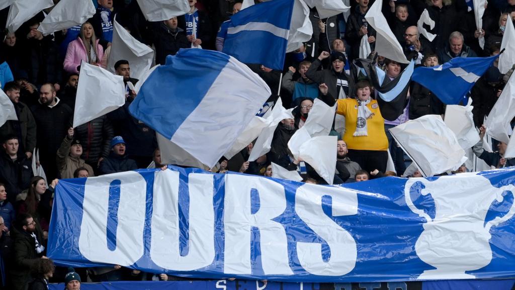 Leicester City fans hold FA Cup banner