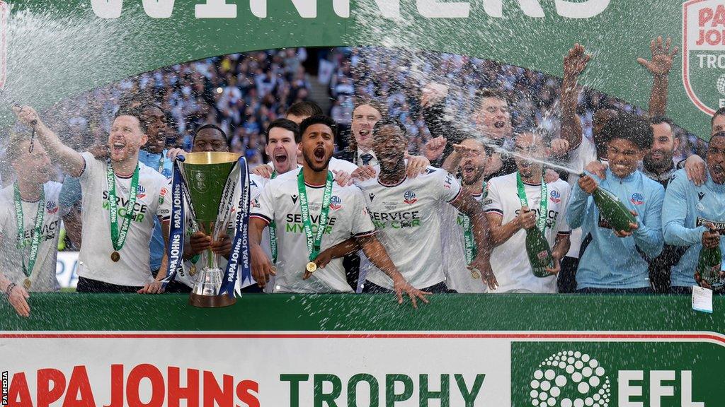 Bolton celebrate winning the Papa Johns Trophy