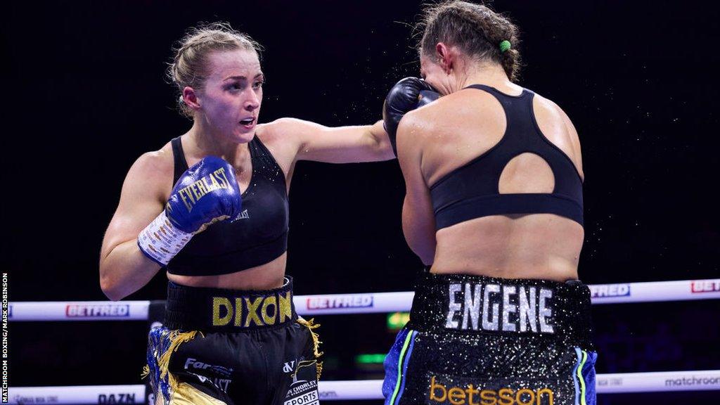 Rhiannon Dixon throws a punch at Katharina Thanderz in September at Wembley Arena