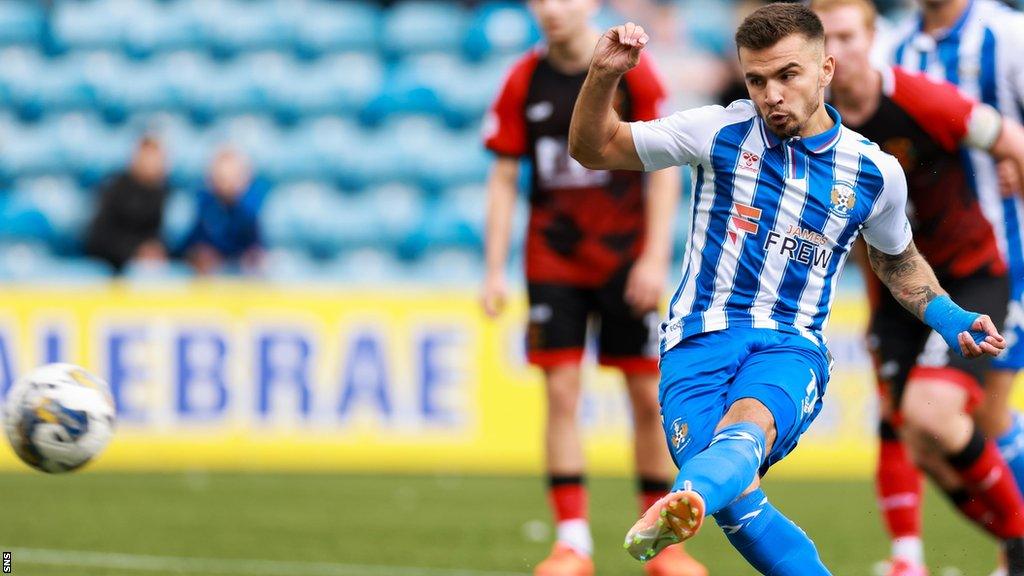 Daniel Armstrong scores a penalty for Kilmarnock against Annan Athletic