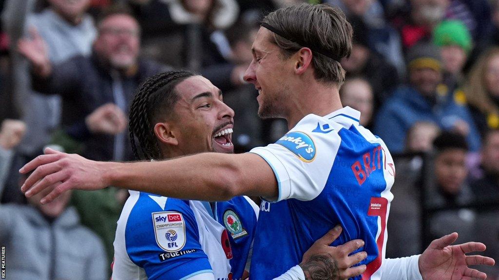 Blackburn Rovers celebrate during their win against Norwich City