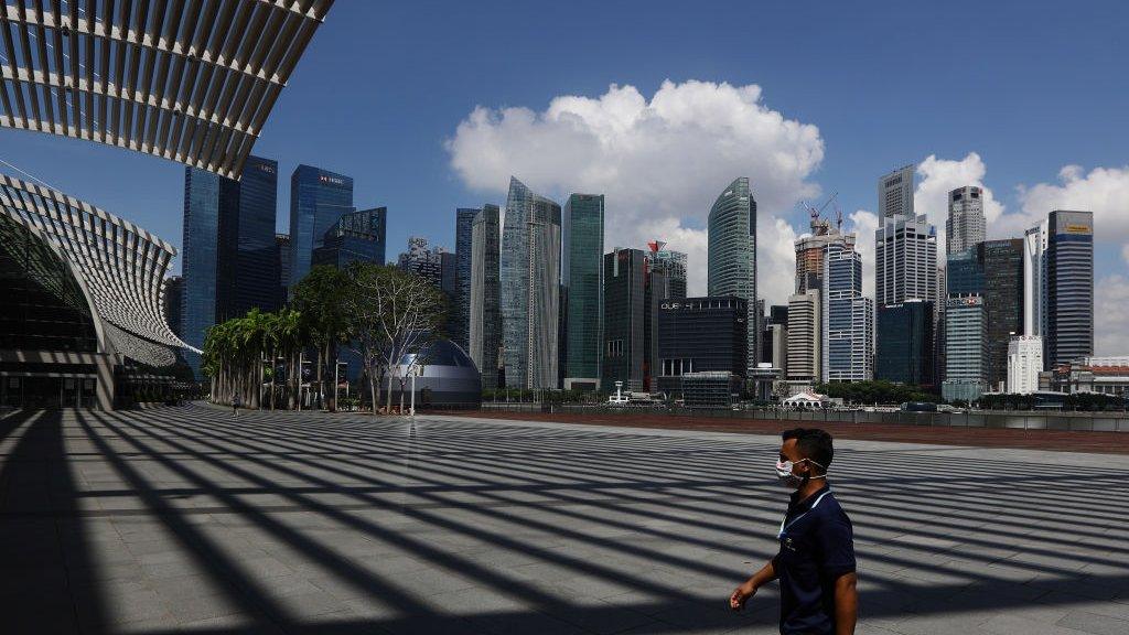 Singapore's central business district during its lockdown.