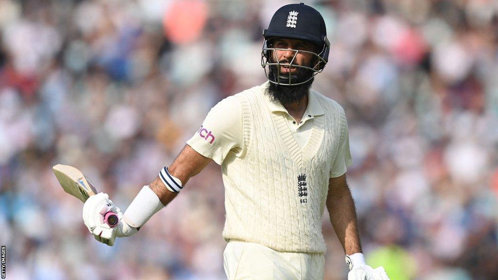 England's Moeen Ali walks off after being dismissed against India