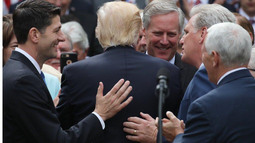 President Trump with leading House Republicans