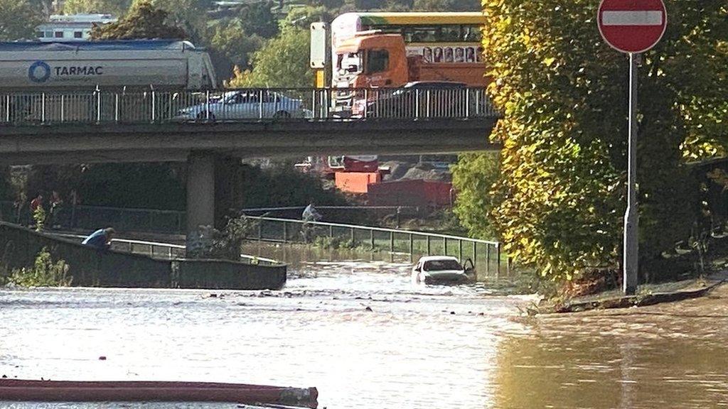 Flooded Cumberland Basin in Bristol