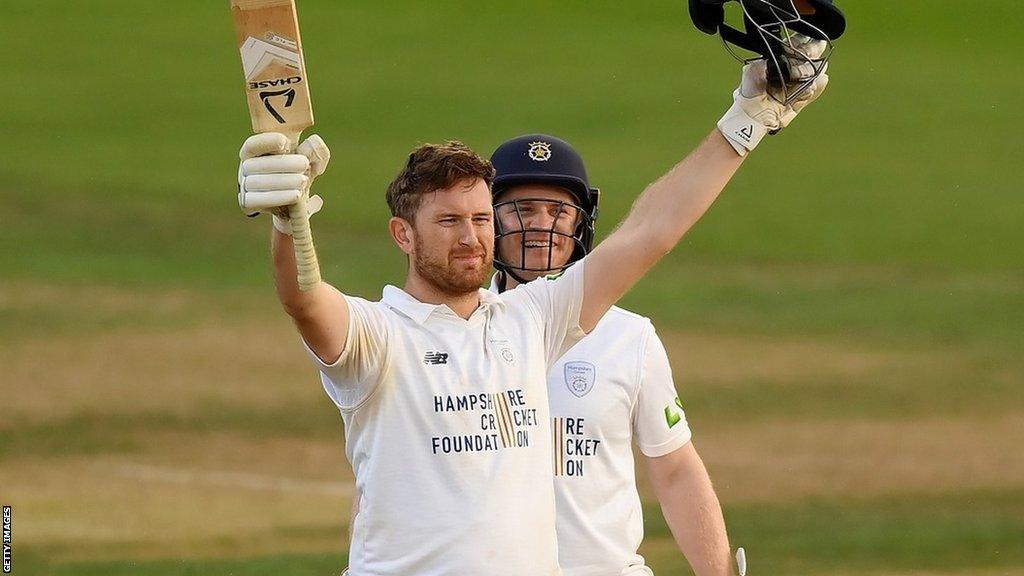 Liam Dawson hits his third Championship hundred of the season for Hampshire