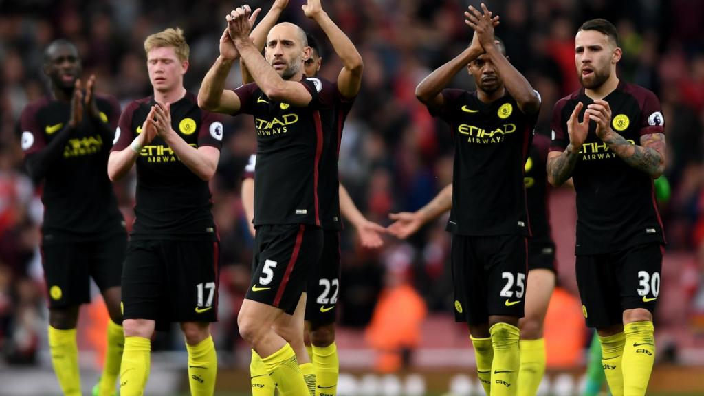 Manchester City players at FT