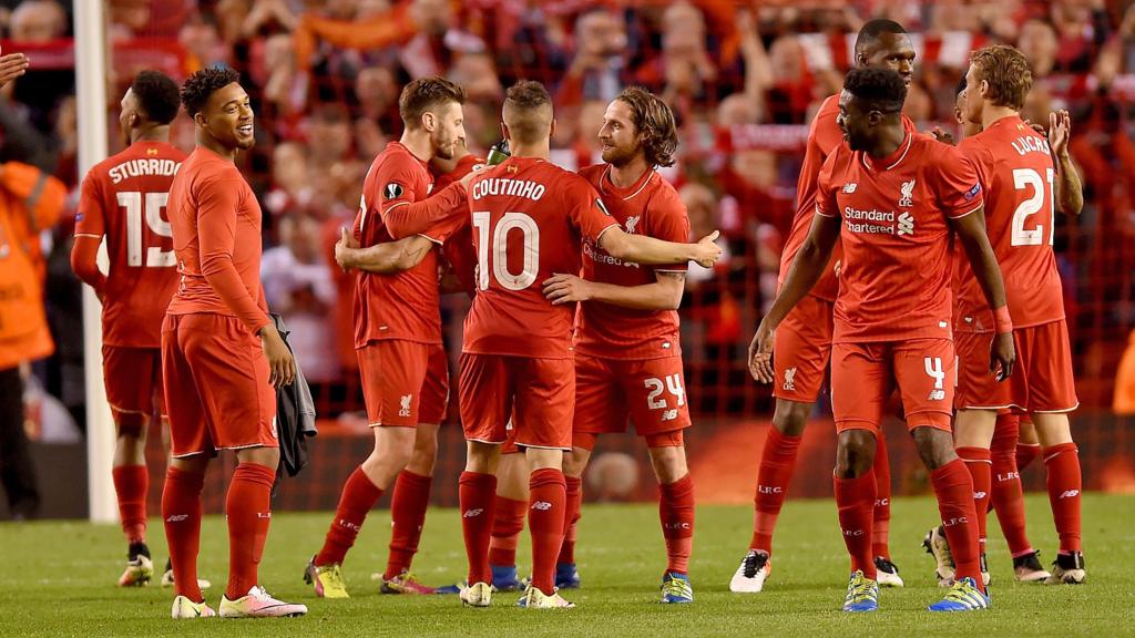 Liverpool players celebrate