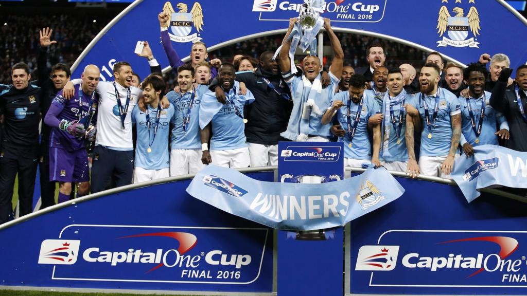 Manchester City players celebrate