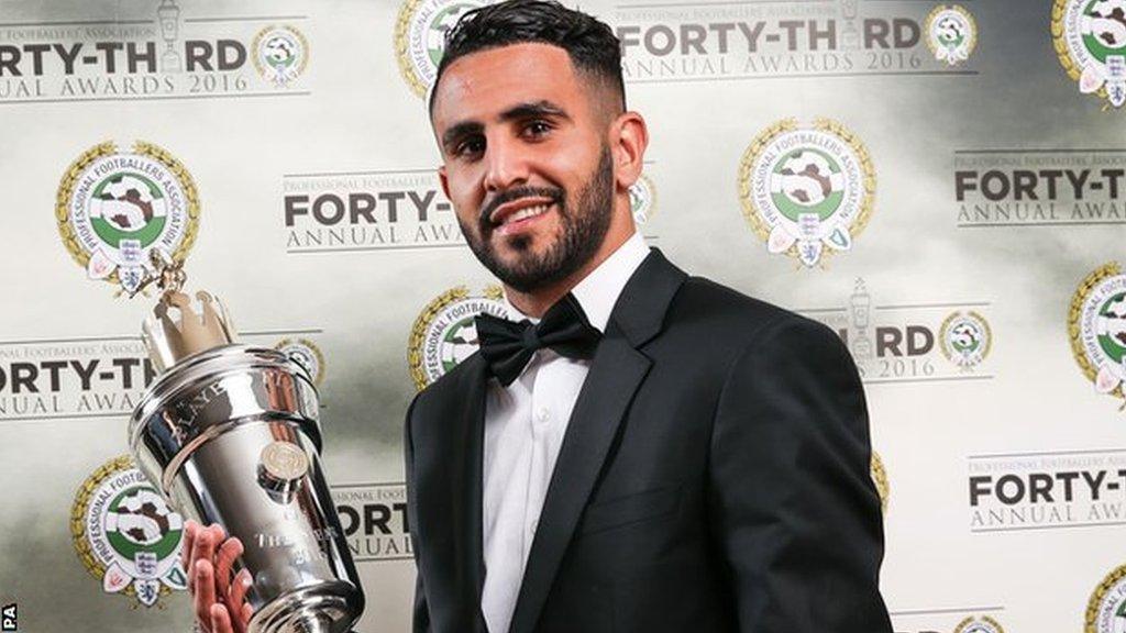 Riyad Mahrez with his PFA Player of the Year award