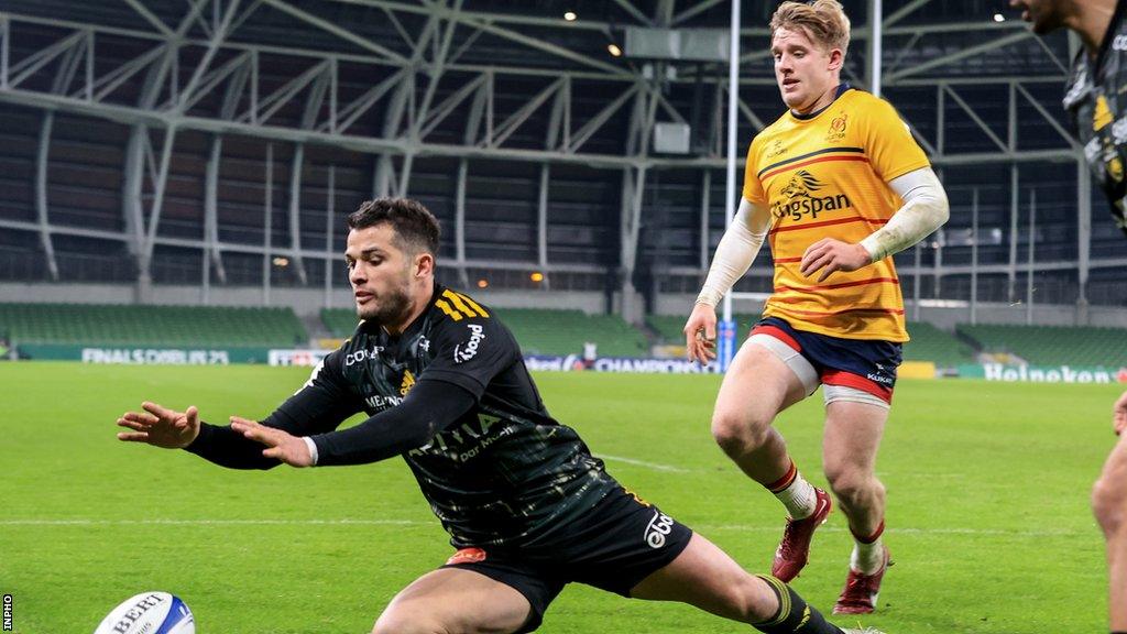 Brice Dulin scored La Rochelle's first try at the Aviva Stadium