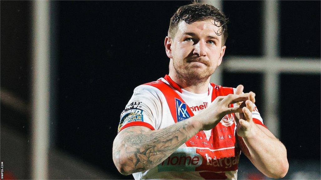 Mark Percival applauds the St Helens fans