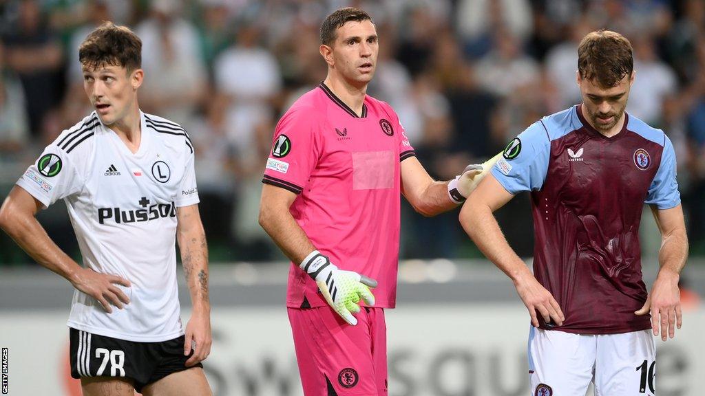 Villa defender Callum Chambers in a sweat-soaked shirt