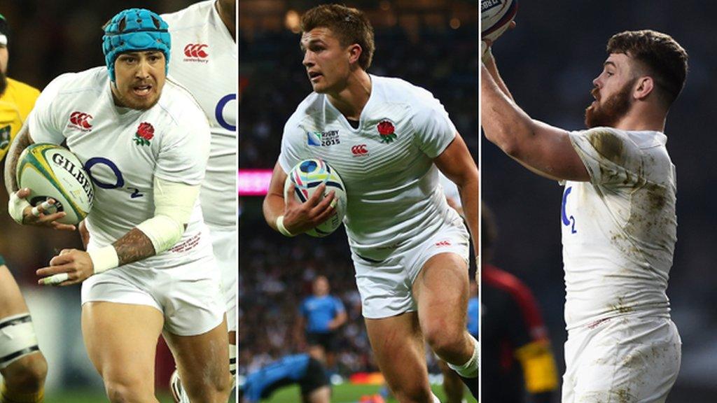 Jack Nowell, Henry Slade and Luke Cowan-Dickie