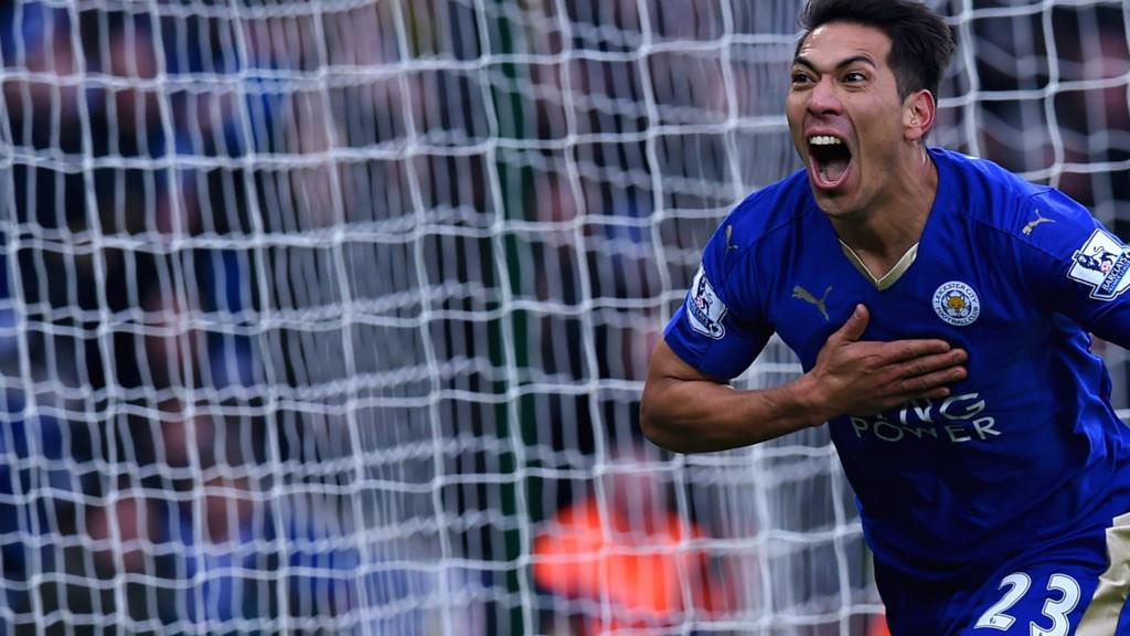 Leonardo Ulloa celebrates