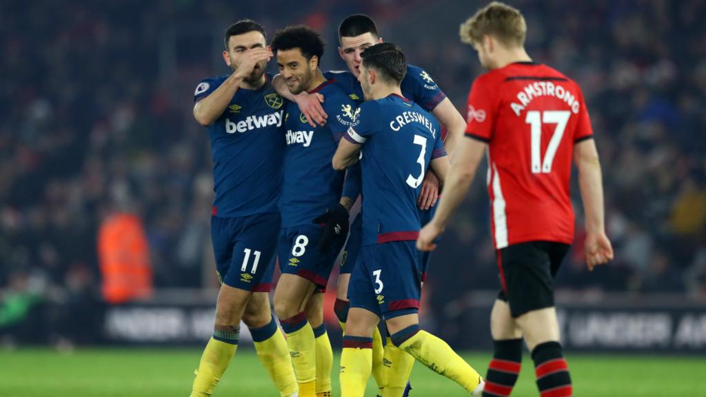 West Ham celebrate their second goal