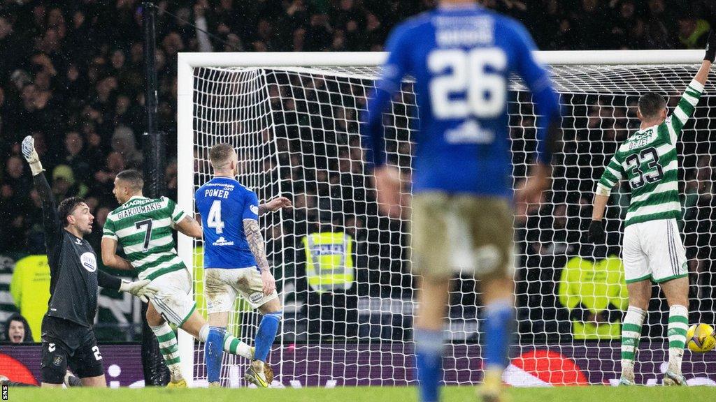 Kilmarnock had their chances before Giorgos Giakoumakis, having survived a penalty scare moments earlier, tucked in Celtic's second in injury time