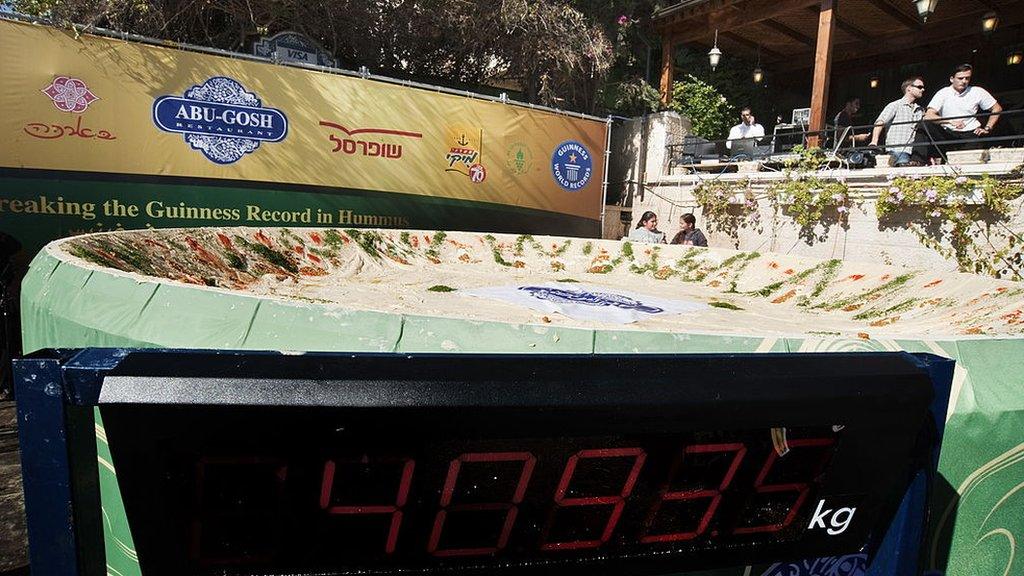 World's largest hummus dish outside the Abu Ghosh restaurant, on the outskirts of West Jerusalem (2010)