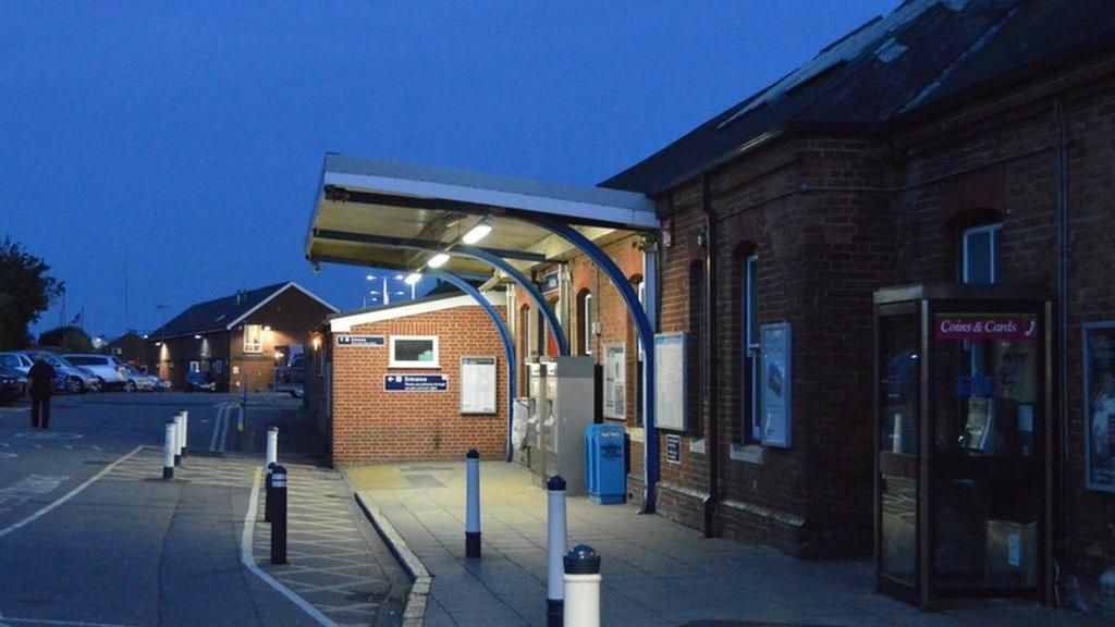 Fratton train station in Portsmouth on a summer's evening.