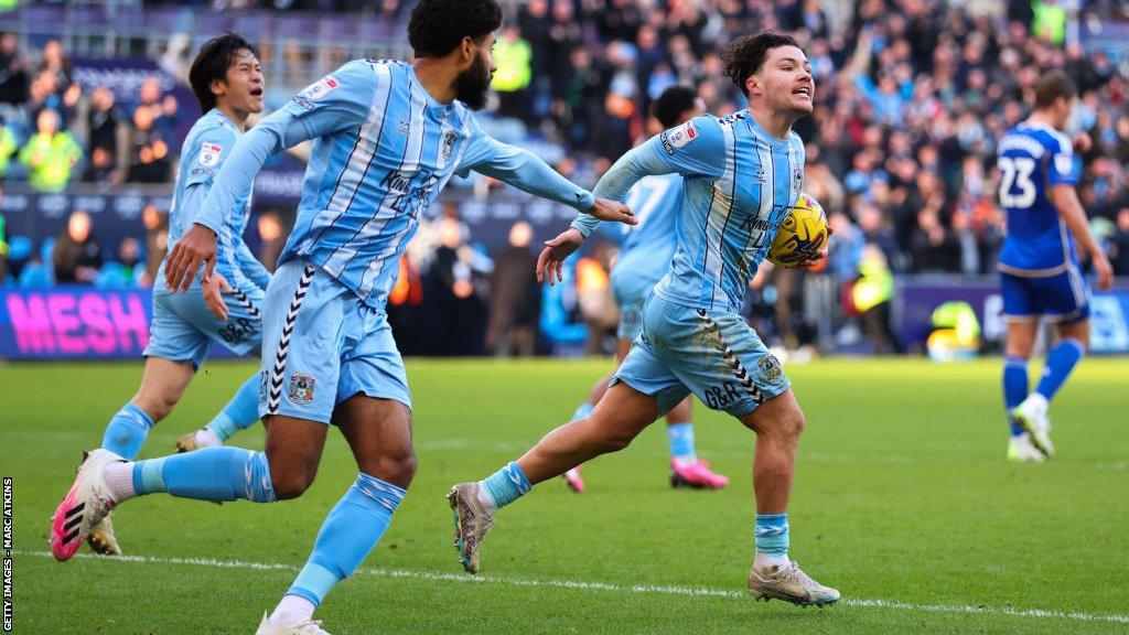 Two-goal Callum O'Hare celebrates his role in Coventry City's 3-1 win over runaway leaders Leicester City