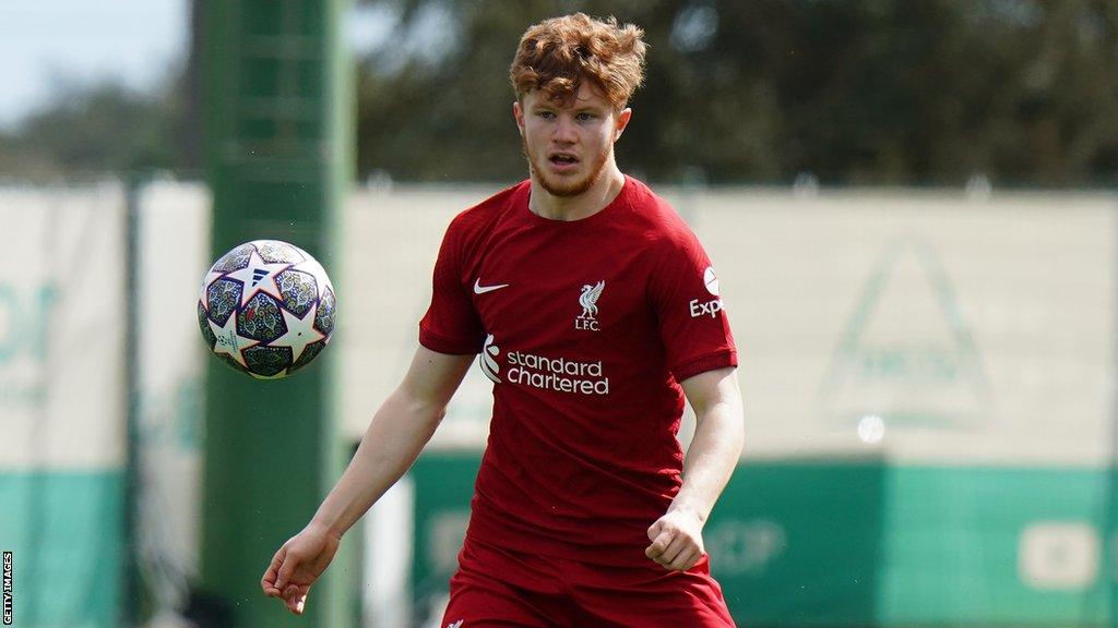 Liverpool midfielder Luca Stephenson,who is on loan at Barrow in 2023-24 season