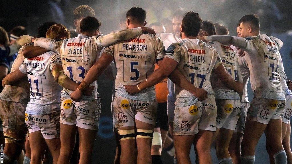 Exeter players during the loss at Bath