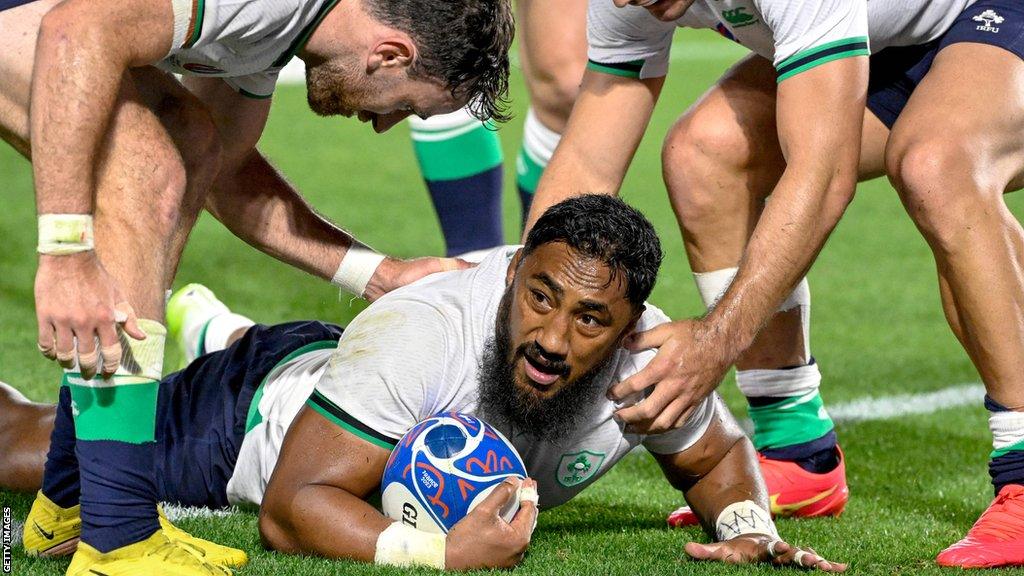 Bundee Aki touches down for one of his tries