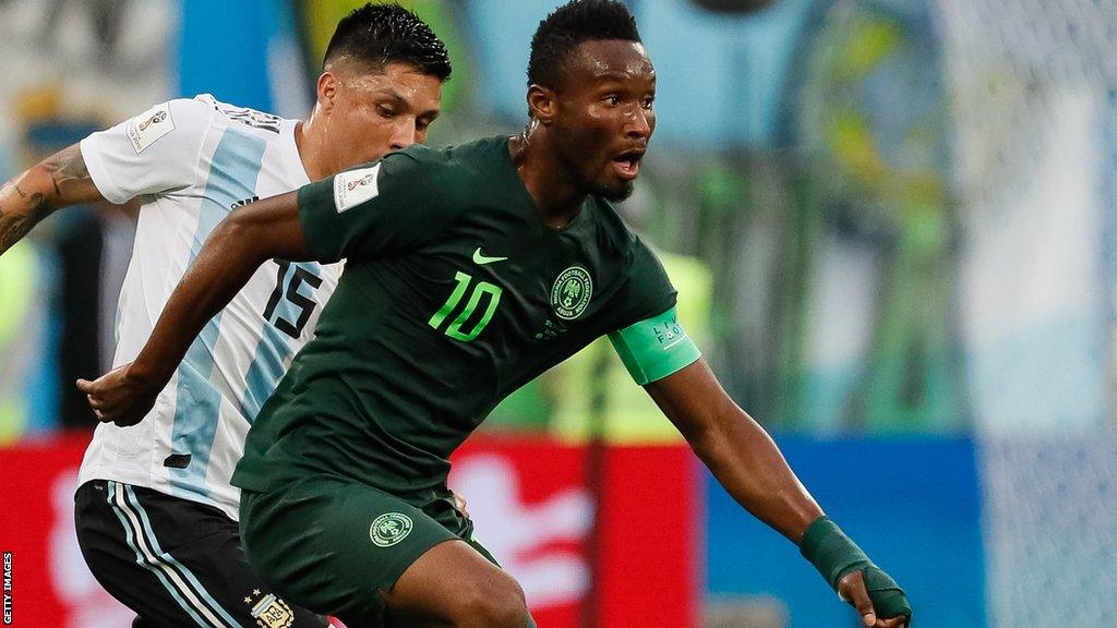 John Obi Mikel in action for Nigeria at the 2018 World Cup