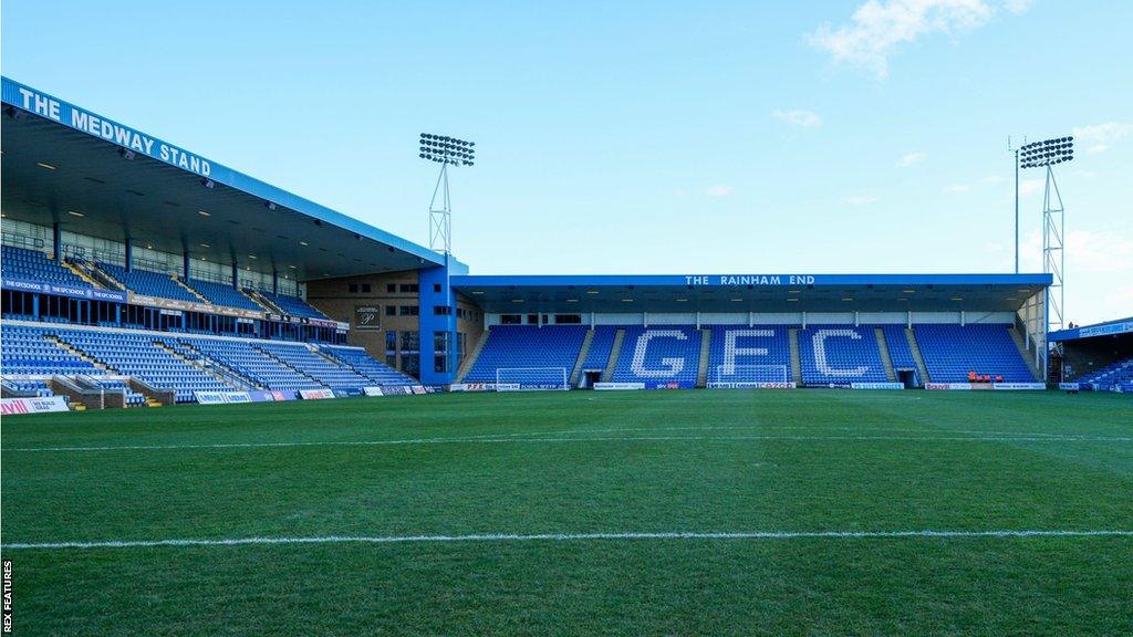 A general view inside Gillingham's home ground Priestfield