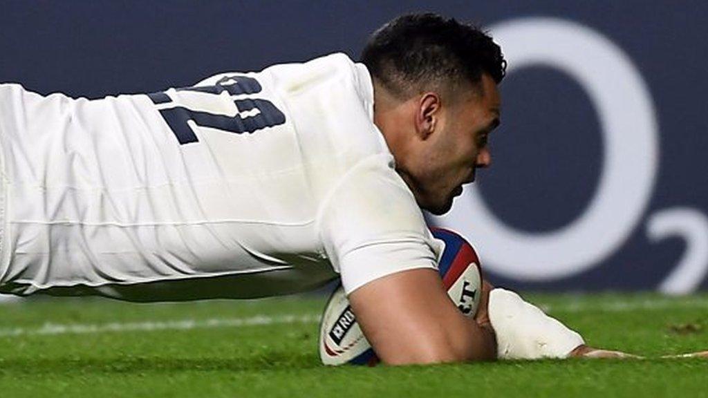 England's Ben Te'o scores a try