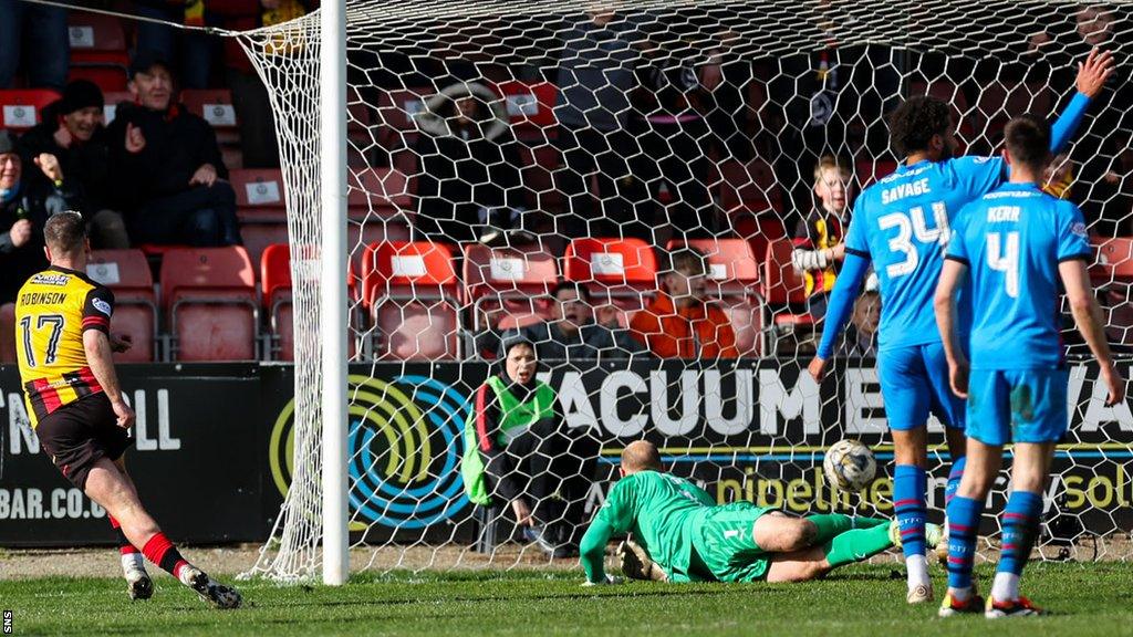 Scott Robinson (left) scores for Partick Thistle against Inverness Caledonian Thistle