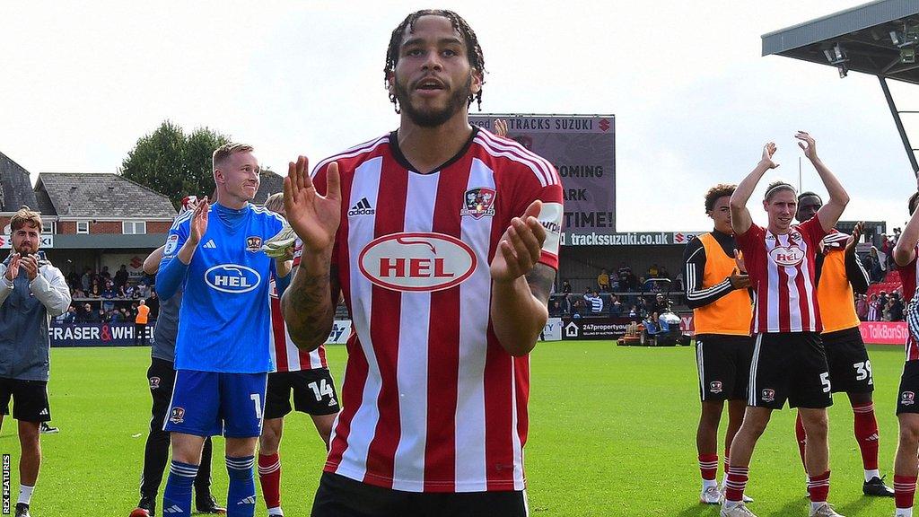 Sam Nombe waves goodbye to Exeter fans