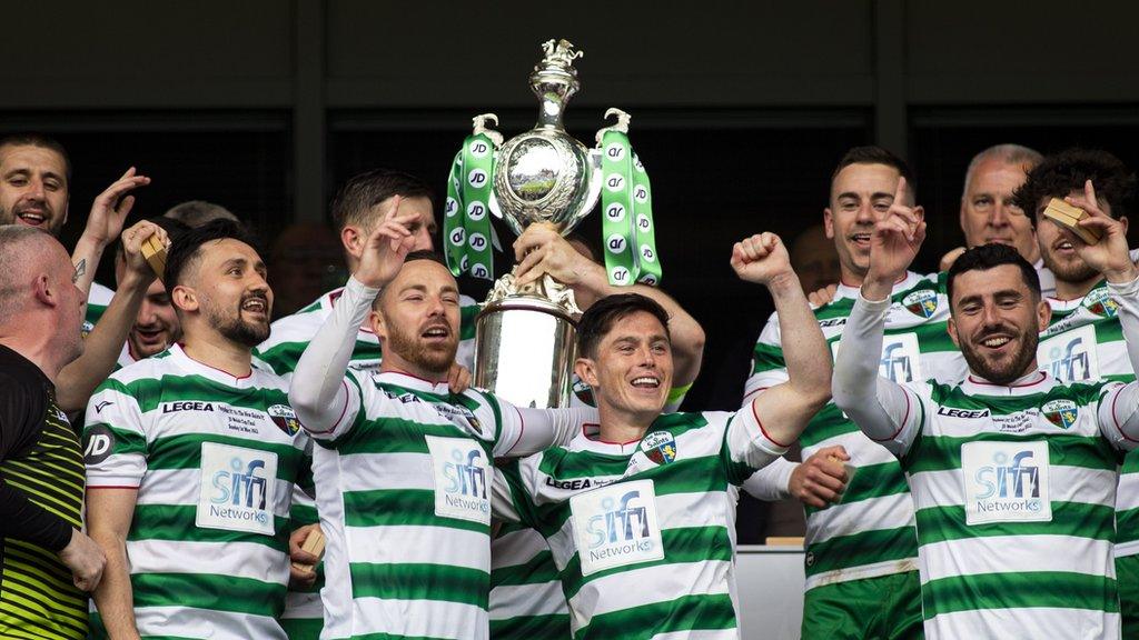 The New Saints celebrate victory over Penybont in the 2022 final