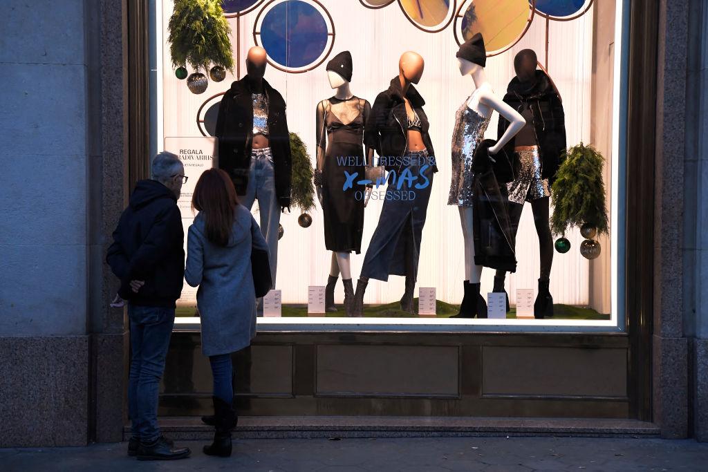 Barcelona shop window with sparkly sequined clothes