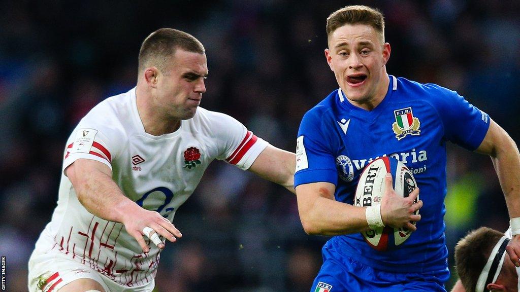 Ben Earl (left) in action for England