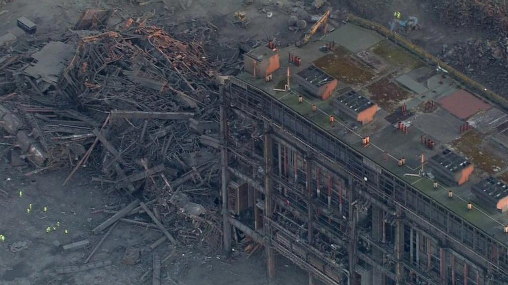 Aerial footage of incident at Didcot Power Station