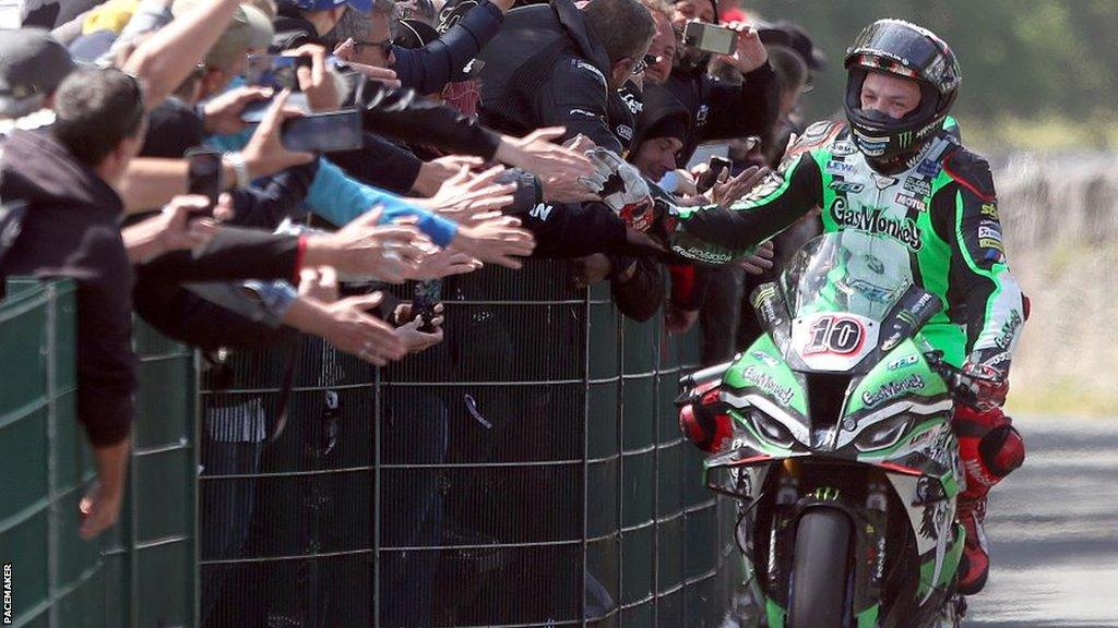 Peter Hickman after winning the 2022 Senior TT