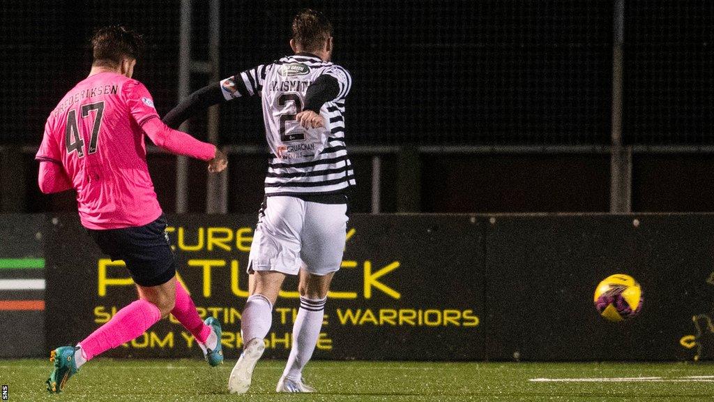 Raith Rovers' John Frederiksen scores