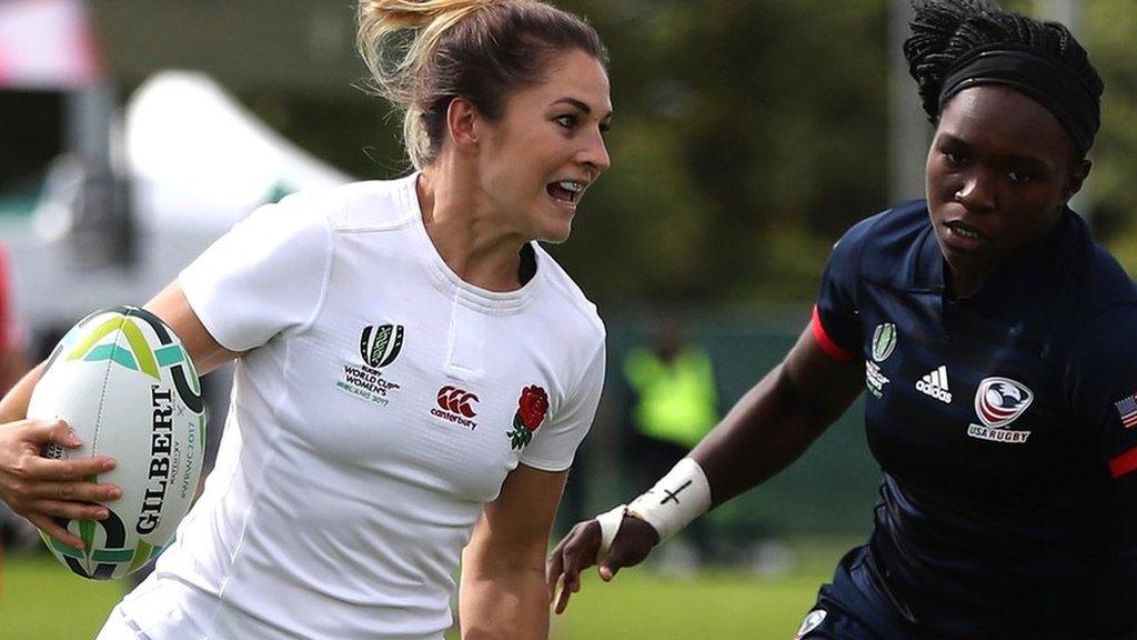 Amy Wilson-Hardy races over for one of England's tries